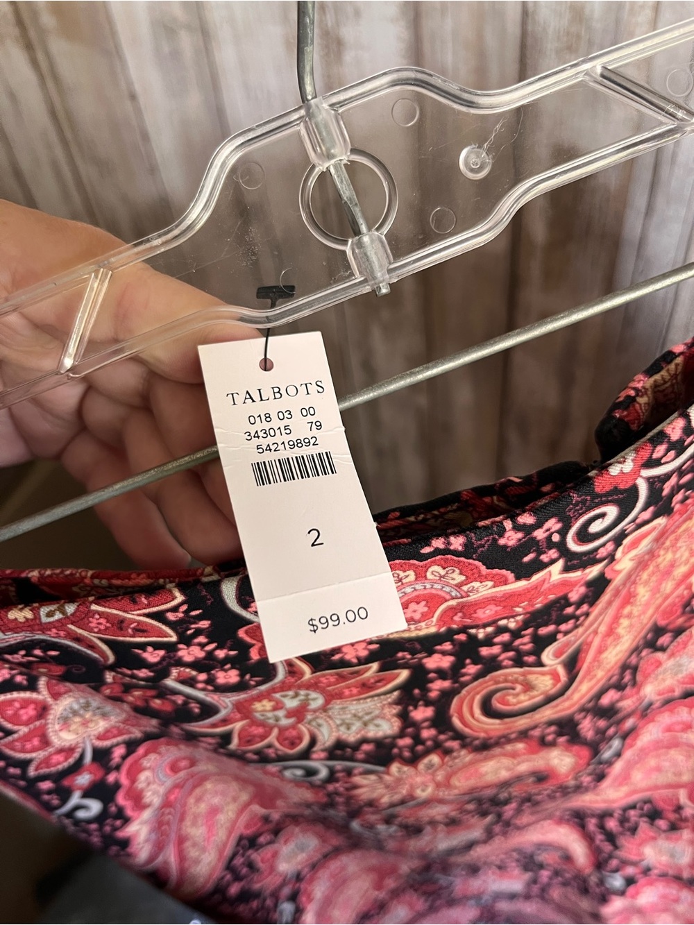NWT Talbots Paisley Pencil Skirt Red Black Stretch Cotton Size 2 - Picture 7 of 7
